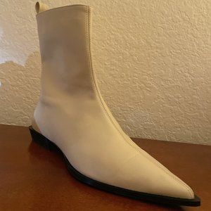 Massimo Dutti LEATHER ANKLE BOOTS - LIMITED EDITION Cream US 8